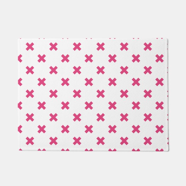 Tapete Pontos cruzados de Fuchsia em branco (Frente)
