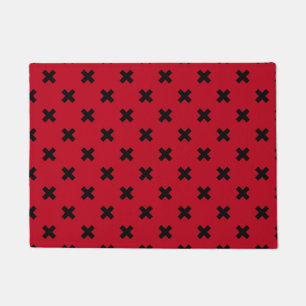 Tapete Pontos de cruz pretos em vermelho
