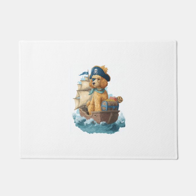 Tapete Poodle Pirata � Cachorro Marinho Engraçado (Frente)