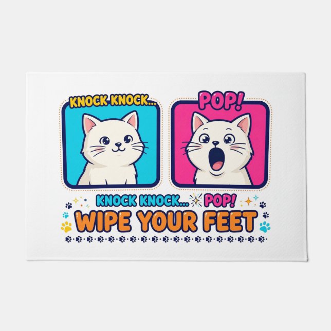 Tapete Pop Cat Knock Knock Funny Doormat (Frente)