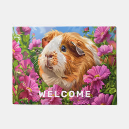 Tapete Porcos-guineenses Entre Flores Rosa