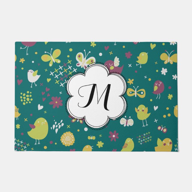 Tapete Porra de Borboletas e Aves Marinhas Personalizadas (Frente)