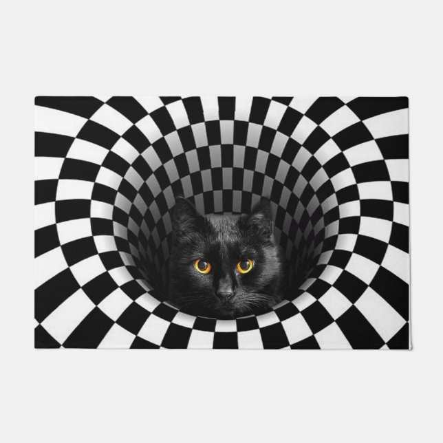 Tapete Porta 3D de Peeking de Gato Preto | Gif De Gato En (Frente)