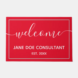 Tapete Porta - Bem-vindo personalizado, vermelho e branco