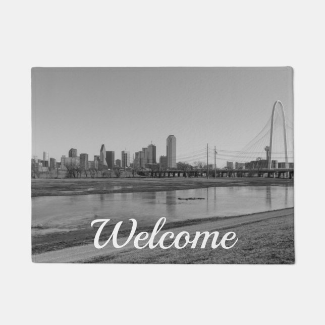 Tapete Porta-boas-vindas da Skyline Grayscale (Frente)
