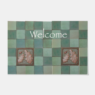 Tapete Porta com artesão azulejo de folha de Oak