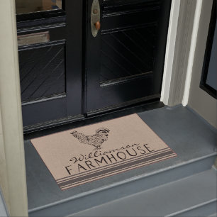 Tapete Porta da Família Farmhouse Rustic Rooster