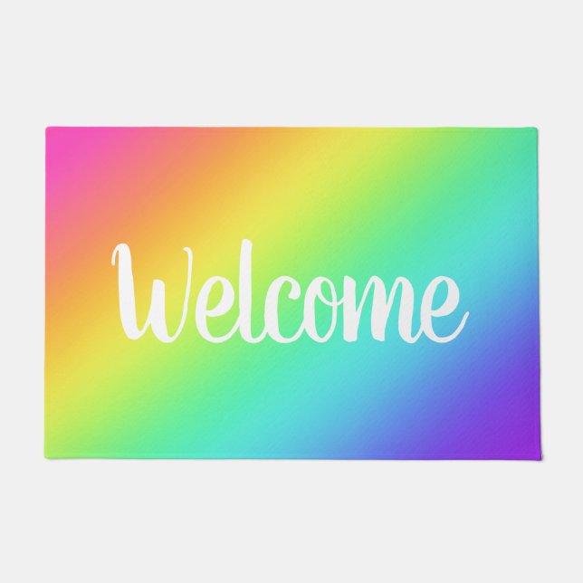 Tapete Porta de boas-vindas do Gradiente Arco-Íris Brilha (Frente)