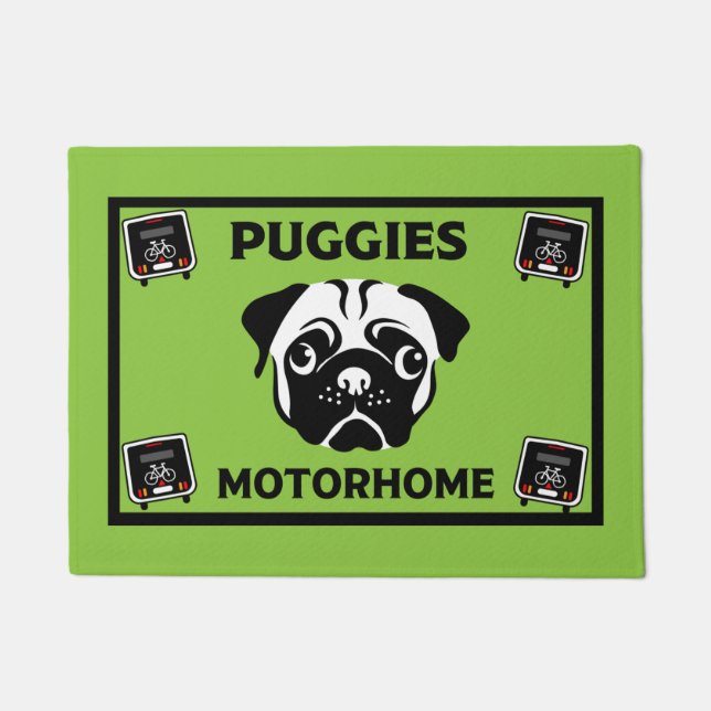Tapete Porta de Camping Pug Motorhome (Frente)