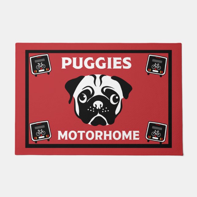 Tapete Porta de Camping Pug Motorhome (Frente)