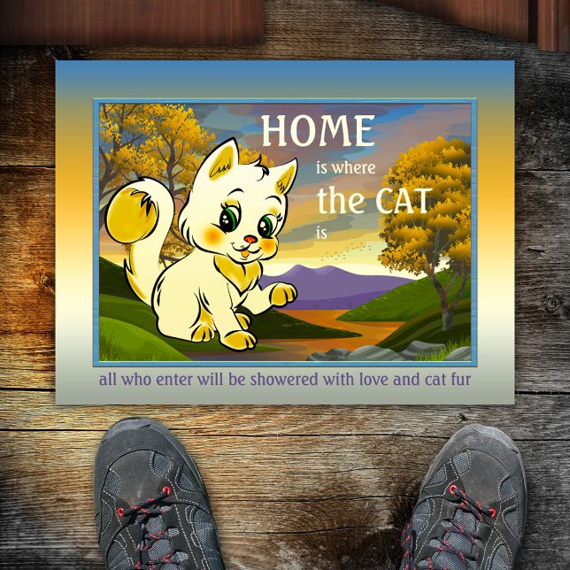 Tapete Porta de Gato Engraçada e Bonita Gatinho (Criador carregado)
