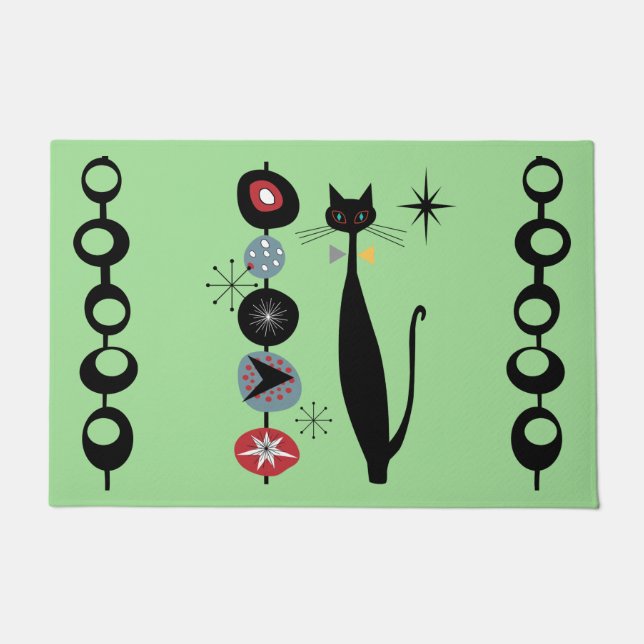 Tapete Porta de Gato Legal Moderno com Meio século Atômic (Frente)