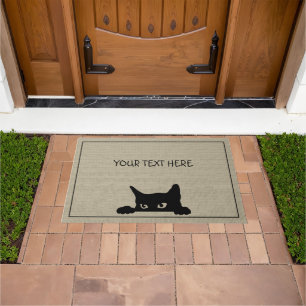 Tapete Porta de Halloween Personalizada de Gato Preto
