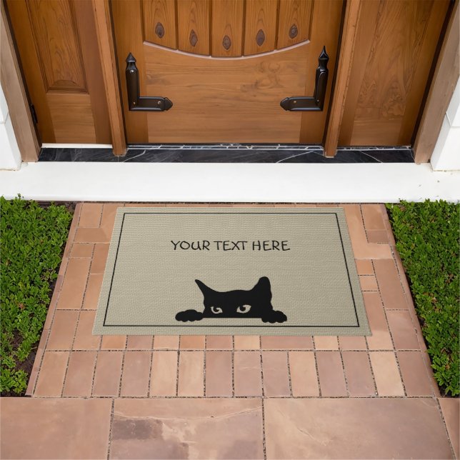 Tapete Porta de Halloween Personalizada de Gato Preto (Ar livre)