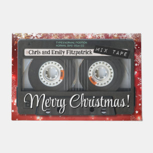 Tapete Porta de Natal de Fita Retro Cassette Personalizáv