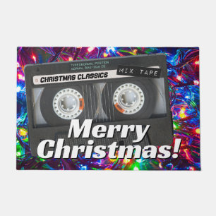 Tapete Porta de Natal de Fita Retro Cassette Personalizáv