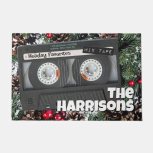 Tapete Porta de Natal de Fita Retro Cassette Personalizáv