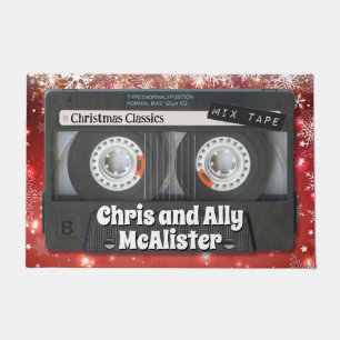 Tapete Porta de Natal de Fita Retro Cassette Personalizáv