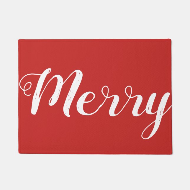 Tapete Porta de Natal Vermelha feliz (Frente)