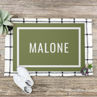 Tapete Porta de Nome Personalizado da Família Olive Green
