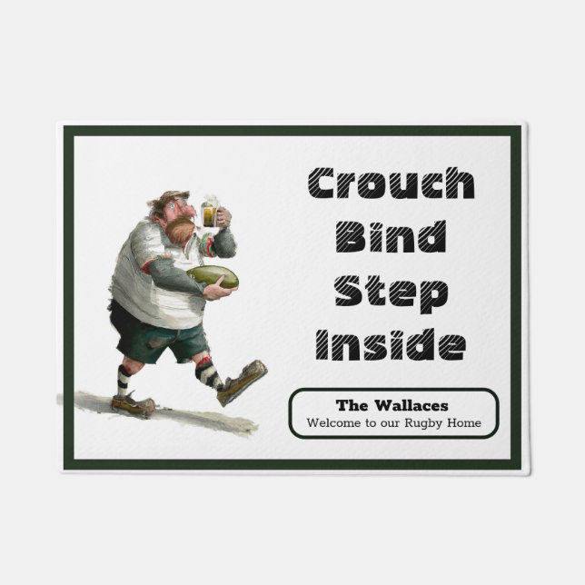 Tapete Porta do Entusiasta de Rugby Personalizada (Frente)