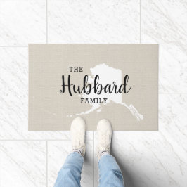 Tapete Porta do Estado do Monograma da Família Alaska