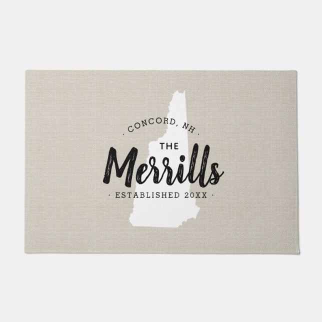 Tapete Porta do Estado do Monograma da Família New Hampsh (Frente)