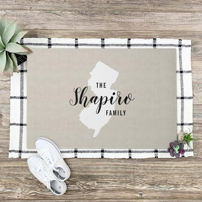 Tapete Porta do Estado do Monograma da Família Nova Jerse (Criador carregado)