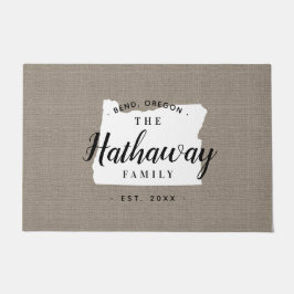 Tapete Porta do Estado do Monograma da Família Oregon