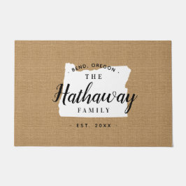 Tapete Porta do Estado do Monograma da Família Oregon