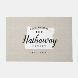 Tapete Porta do Estado do Monograma da Família Oregon