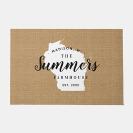 Tapete Porta do Estado do Monograma da Família Wisconsin