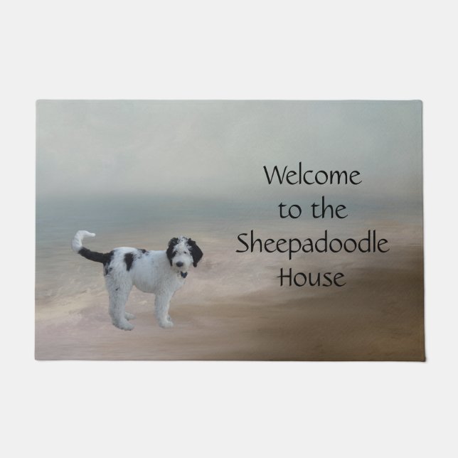 Tapete Porta do Sheepadoodle (Frente)