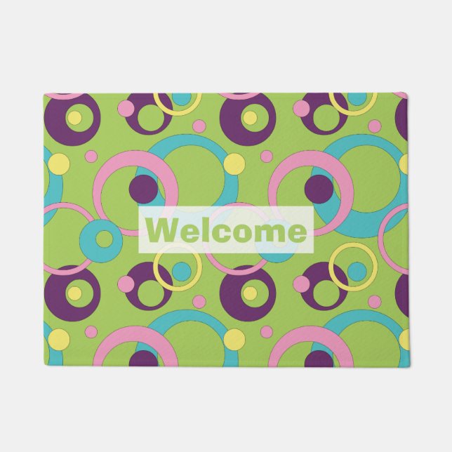 Tapete Porta dos Círculos Verdes Funky (Frente)