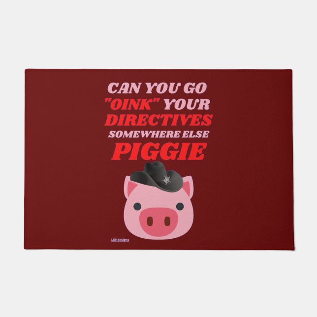 Tapete porta engraçada "OINK PIGGIE" (Frente)
