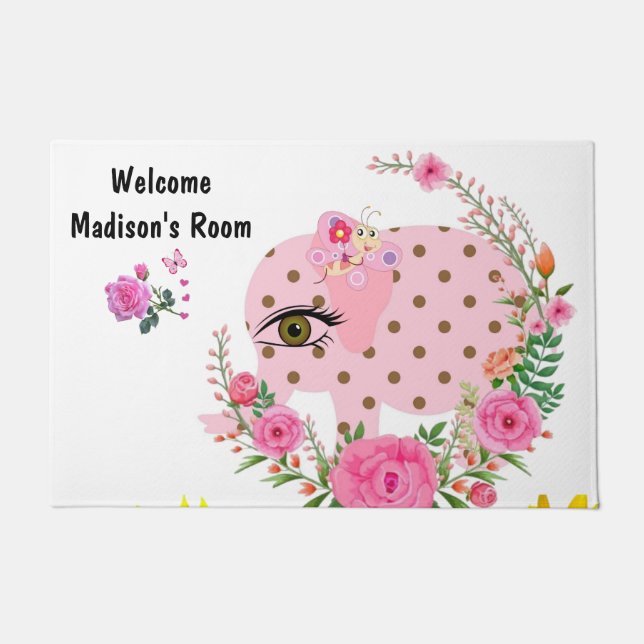 Tapete Porta Floral de Elefante-Borboleta (Frente)