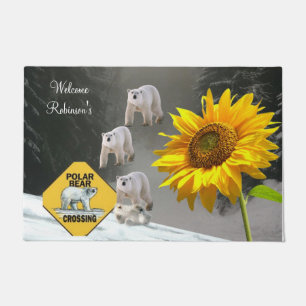 Tapete Porta Floral do Urso Polar Girassol