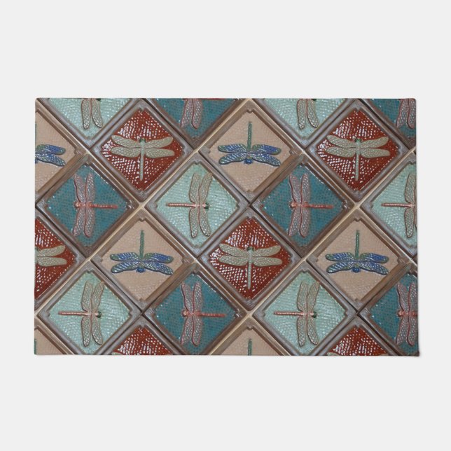 Tapete Porta Mat Com Azulejos De Dragonfly (Frente)