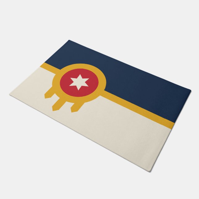 Tapete Porta Mat com Bandeira de Tulsa, Oklahoma (Inclinado)