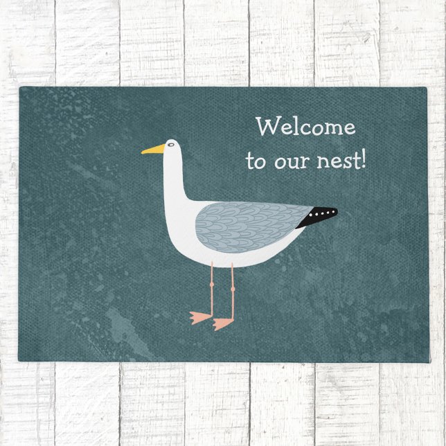 Tapete Porta náutica do casco (Fun seagull bird custom text coastal doormat)