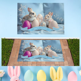 Tapete Porta páscoa Dois Coelhos e Ovos de Páscoa