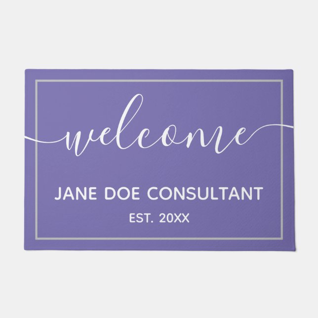 Tapete Porta - Periwinkle de boas-vindas personalizado (Frente)