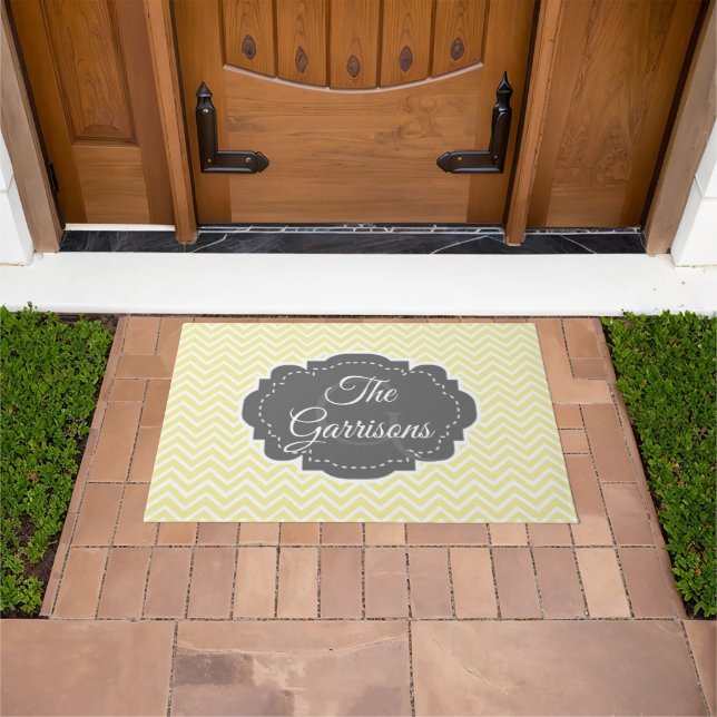 Tapete Porta Personalizada Chevron Amarelo (Ar livre)