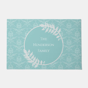 Tapete Porta Personalizada do Elegante Teal Damask