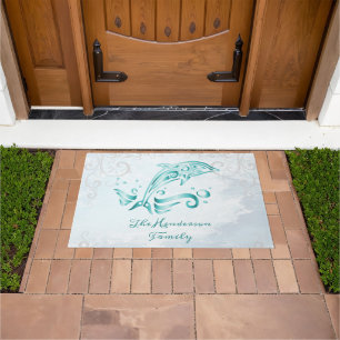 Tapete Porta Personalizada do Golfinho Teal