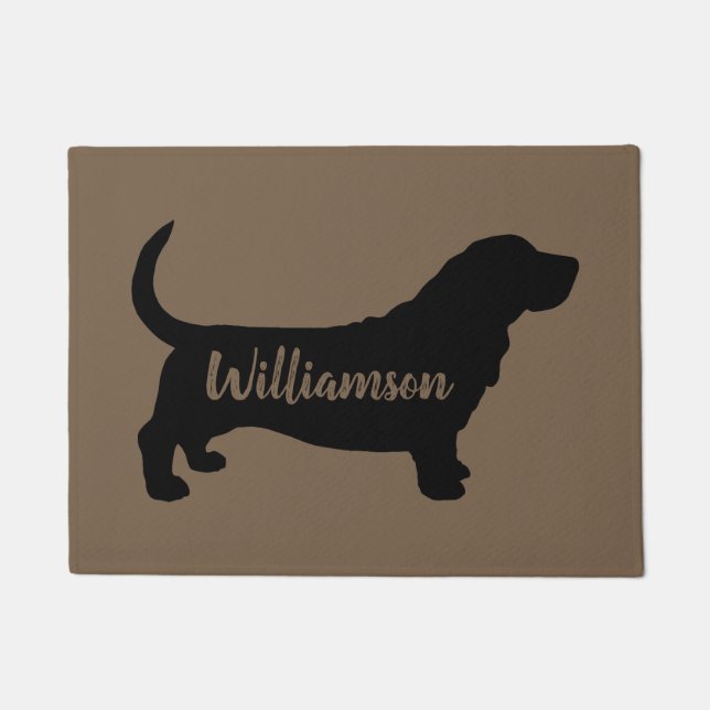 Tapete Porta Personalizada do Hound Basset Silhouette (Frente)