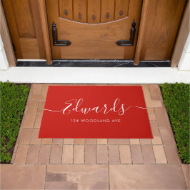 Tapete Porta Personalizada do Script Vermelho Moderno Fes