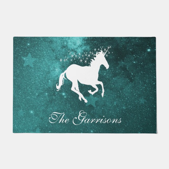 Tapete Porta Personalizada do Teal Unicorn (Frente)