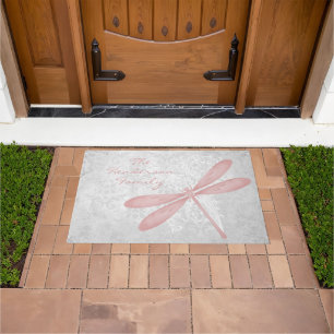 Tapete Porta Personalizada Dragonfly Rosa