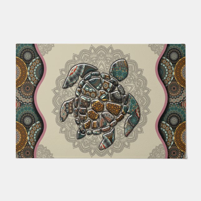 Tapete Portão de Tartaruga do Mar, Turtle Welcome Mat (Frente)